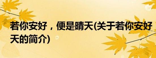 若你安好，便是晴天(关于若你安好，便是晴天的简介)