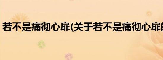 若不是痛彻心扉(关于若不是痛彻心扉的简介)