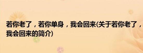 若你老了，若你单身，我会回来(关于若你老了，若你单身，我会回来的简介)