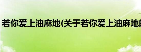 若你爱上油麻地(关于若你爱上油麻地的简介)