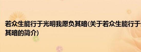 若众生能行于光明我愿负其暗(关于若众生能行于光明我愿负其暗的简介)