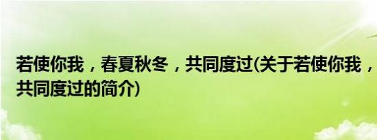 若使你我，春夏秋冬，共同度过(关于若使你我，春夏秋冬，共同度过的简介)