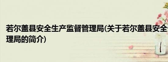 若尔盖县安全生产监督管理局(关于若尔盖县安全生产监督管理局的简介)