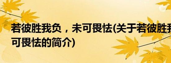 若彼胜我负，未可畏怯(关于若彼胜我负，未可畏怯的简介)