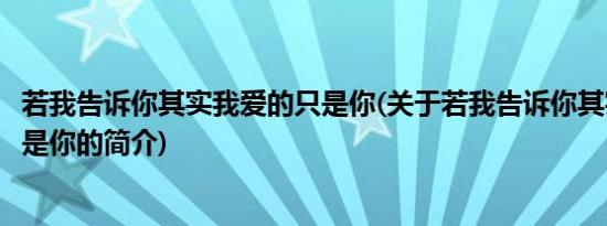 若我告诉你其实我爱的只是你(关于若我告诉你其实我爱的只是你的简介)