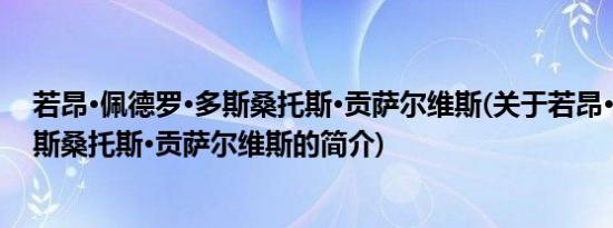 若昂·佩德罗·多斯桑托斯·贡萨尔维斯(关于若昂·佩德罗·多斯桑托斯·贡萨尔维斯的简介)