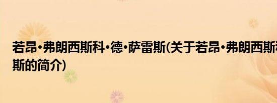 若昂·弗朗西斯科·德·萨雷斯(关于若昂·弗朗西斯科·德·萨雷斯的简介)