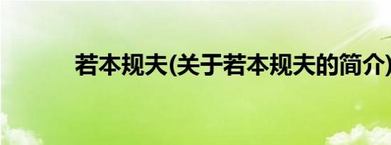 若本规夫(关于若本规夫的简介)