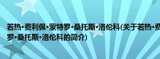 若热·费利佩·蒙特罗·桑托斯·洛伦科(关于若热·费利佩·蒙特罗·桑托斯·洛伦科的简介)