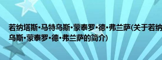 若纳塔斯·马特乌斯·蒙泰罗·德·弗兰萨(关于若纳塔斯·马特乌斯·蒙泰罗·德·弗兰萨的简介)