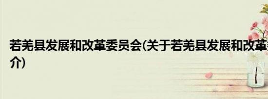 若羌县发展和改革委员会(关于若羌县发展和改革委员会的简介)