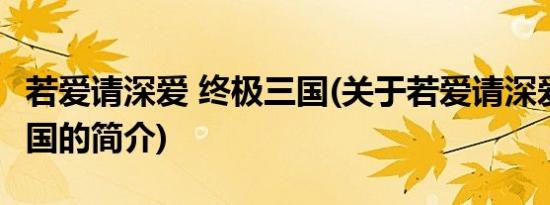 若爱请深爱 终极三国(关于若爱请深爱 终极三国的简介)