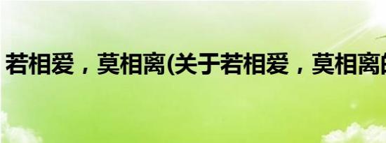 若相爱，莫相离(关于若相爱，莫相离的简介)