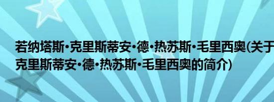 若纳塔斯·克里斯蒂安·德·热苏斯·毛里西奥(关于若纳塔斯·克里斯蒂安·德·热苏斯·毛里西奥的简介)