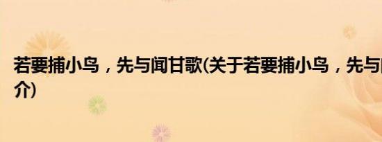 若要捕小鸟，先与闻甘歌(关于若要捕小鸟，先与闻甘歌的简介)