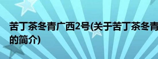 苦丁茶冬青广西2号(关于苦丁茶冬青广西2号的简介)