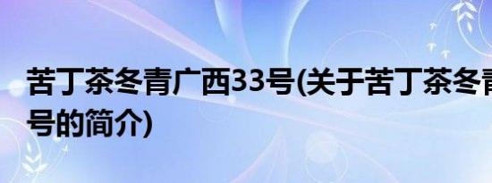 苦丁茶冬青广西33号(关于苦丁茶冬青广西33号的简介)