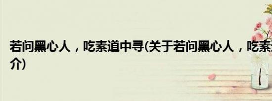 若问黑心人，吃素道中寻(关于若问黑心人，吃素道中寻的简介)