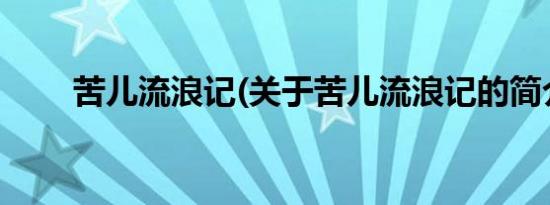 苦儿流浪记(关于苦儿流浪记的简介)