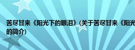 苦尽甘来《阳光下的眼泪》(关于苦尽甘来《阳光下的眼泪》的简介)