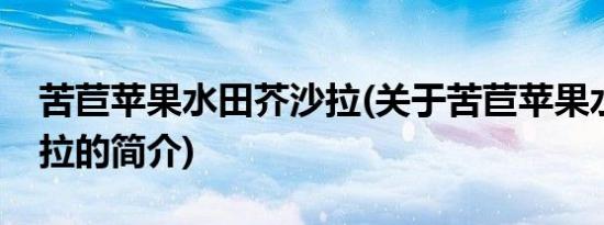 苦苣苹果水田芥沙拉(关于苦苣苹果水田芥沙拉的简介)