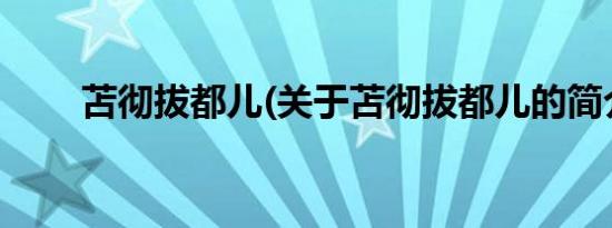 苫彻拔都儿(关于苫彻拔都儿的简介)