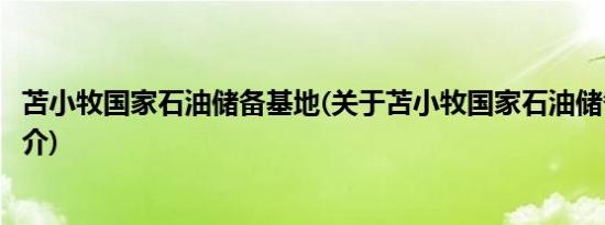 苫小牧国家石油储备基地(关于苫小牧国家石油储备基地的简介)