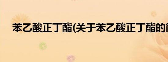 苯乙酸正丁酯(关于苯乙酸正丁酯的简介)