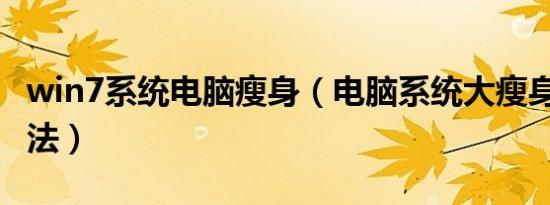 win7系统电脑瘦身（电脑系统大瘦身的8个方法）