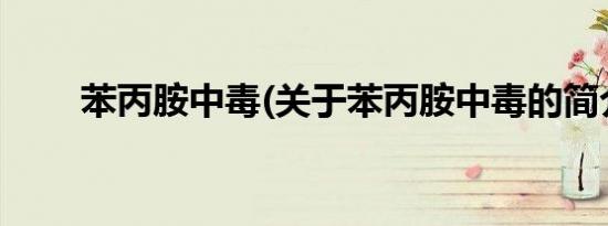 苯丙胺中毒(关于苯丙胺中毒的简介)