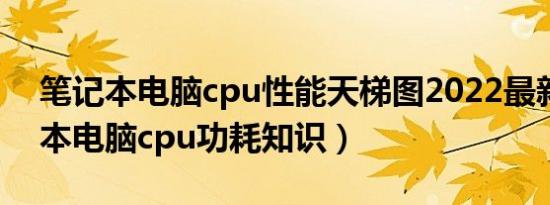 笔记本电脑cpu性能天梯图2022最新（笔记本电脑cpu功耗知识）