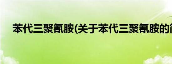 苯代三聚氰胺(关于苯代三聚氰胺的简介)