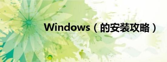 Windows（的安装攻略）