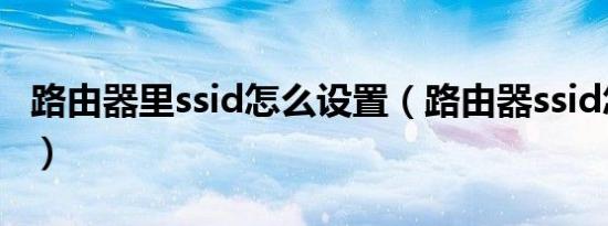 路由器里ssid怎么设置（路由器ssid怎么设置）