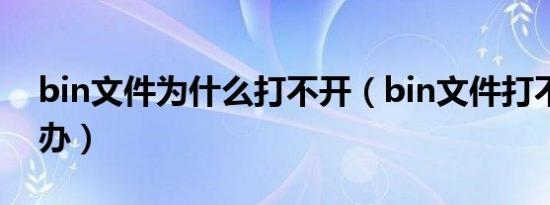 bin文件为什么打不开（bin文件打不开怎么办）