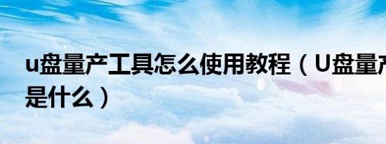 u盘量产工具怎么使用教程（U盘量产的步骤是什么）