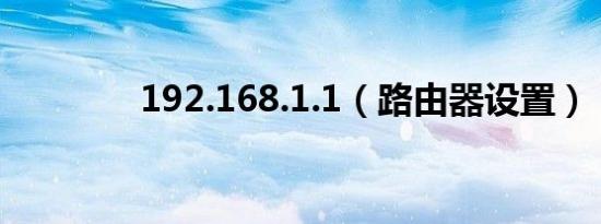 192.168.1.1（路由器设置）