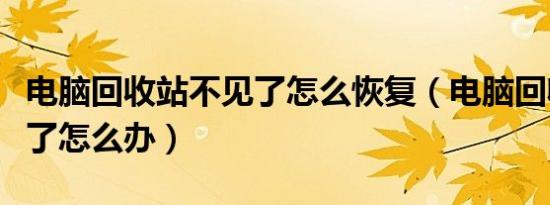 电脑回收站不见了怎么恢复（电脑回收站不见了怎么办）