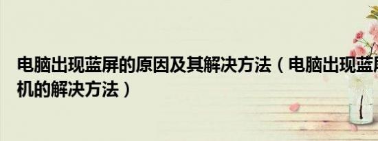 电脑出现蓝屏的原因及其解决方法（电脑出现蓝屏后开不了机的解决方法）