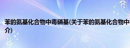 苯的氨基化合物中毒硝基(关于苯的氨基化合物中毒硝基的简介)