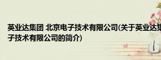 英业达集团 北京电子技术有限公司(关于英业达集团 北京电子技术有限公司的简介)