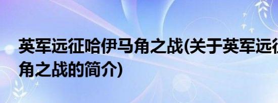 英军远征哈伊马角之战(关于英军远征哈伊马角之战的简介)