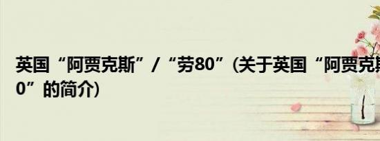 英国“阿贾克斯”/“劳80”(关于英国“阿贾克斯”/“劳80”的简介)