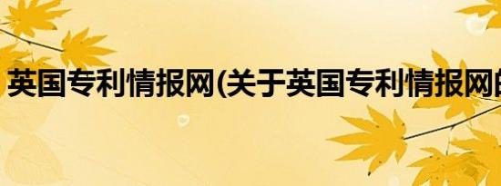 英国专利情报网(关于英国专利情报网的简介)