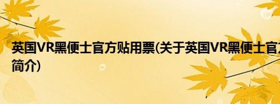 英国VR黑便士官方贴用票(关于英国VR黑便士官方贴用票的简介)