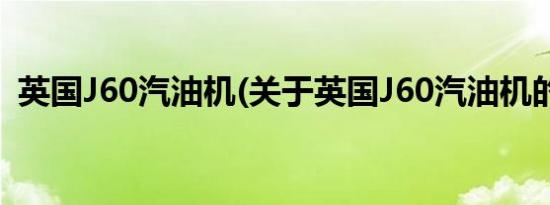 英国J60汽油机(关于英国J60汽油机的简介)