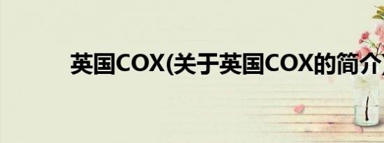 英国COX(关于英国COX的简介)