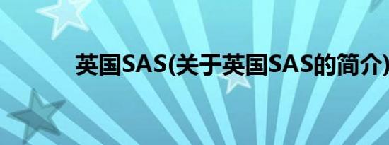 英国SAS(关于英国SAS的简介)