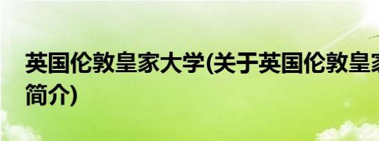 英国伦敦皇家大学(关于英国伦敦皇家大学的简介)