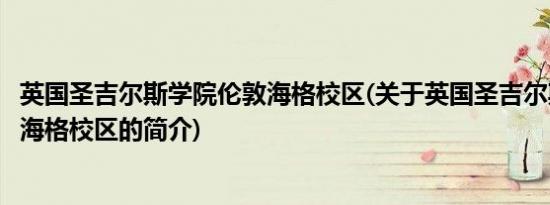 英国圣吉尔斯学院伦敦海格校区(关于英国圣吉尔斯学院伦敦海格校区的简介)